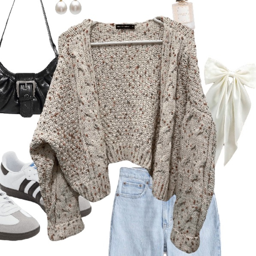 moon & madison Cream Chunky Knit Cardigan Sweater